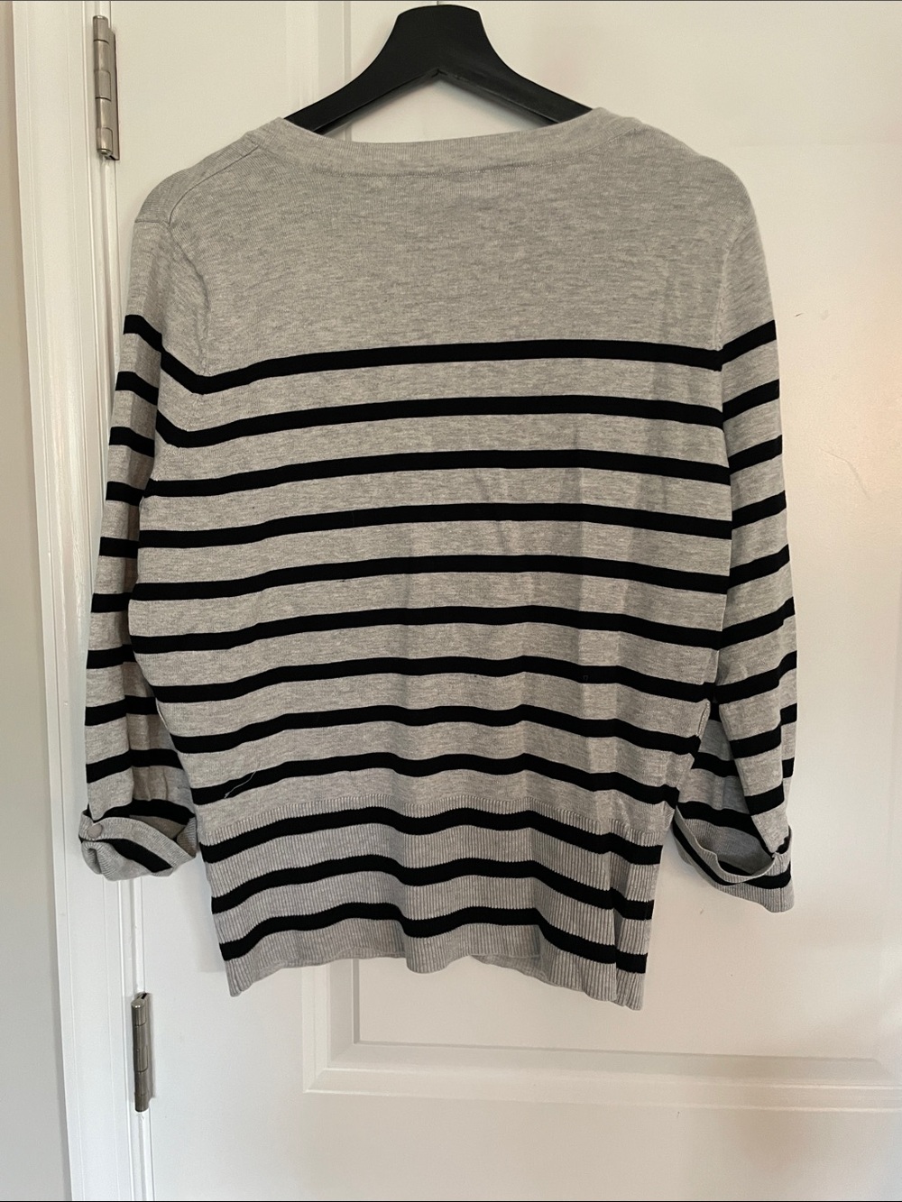 Red Striped Button-Front Cardigan - Light Gray & Black - Picture 7 of 10